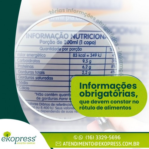 Informações obrigatórias, que devem constar no rótulo de alimentos